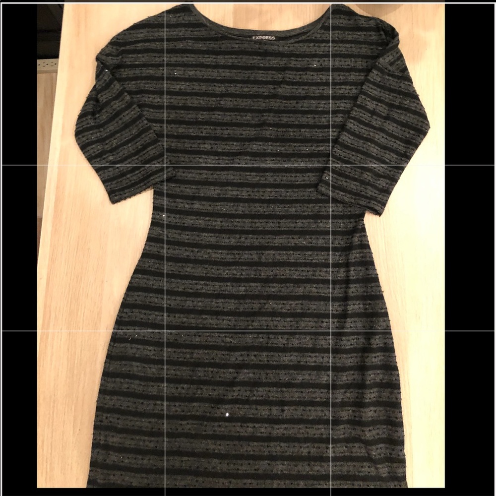 Express 3/4 slv dress with sequin detail